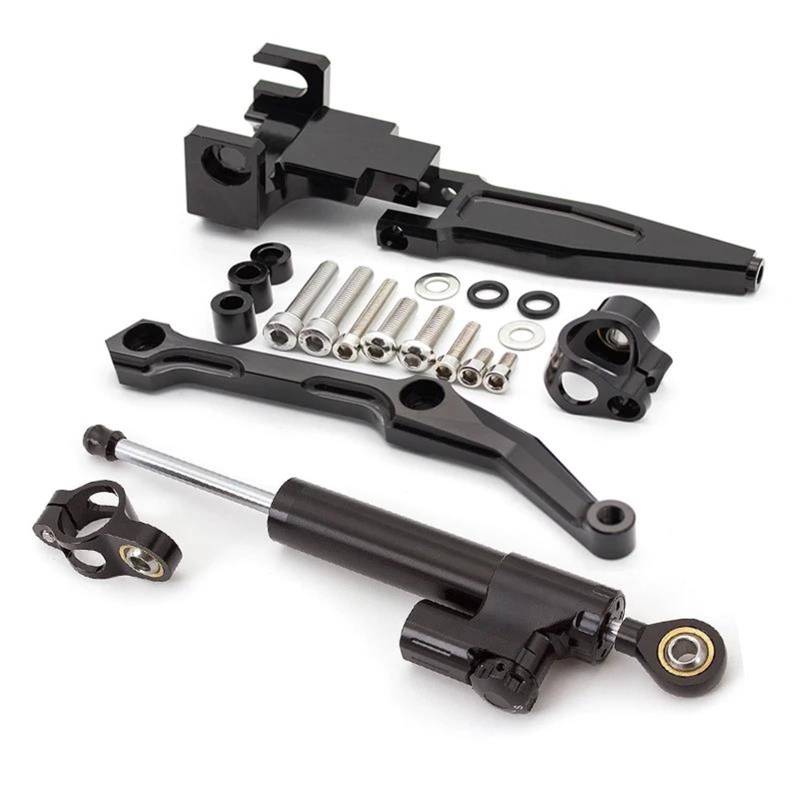 Motorrad Titan Lineal Für Tracer 900 MT09 FJ09 MT-09 2016 2017 2020 2019 2018 Fiber Carbon Lenkung Dämpfer Stabilisator Halterung Montage Kit(Black set) von OJNHSFVPO