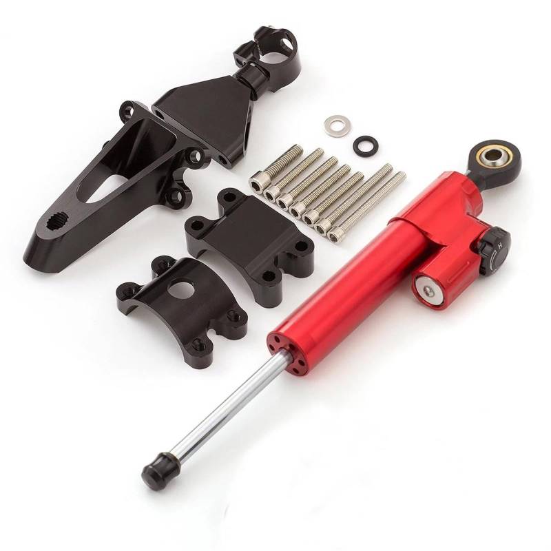 Motorrad Titan Lineal Lenkungsdämpfer-Stabilisator Für CBR600 F4i CBR 600 1999-2001 2002 2003 Dämpferhalterungs-Unterstützungskit(Red black black set) von OJNHSFVPO