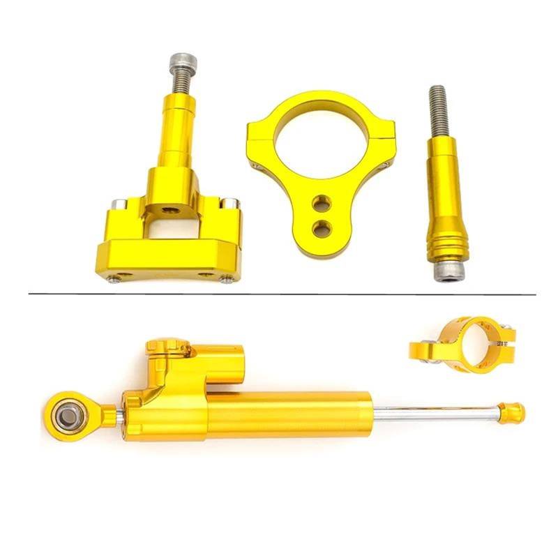 Motorrad Titan Lineal Lineare Umgekehrte Steuerung Lenkungsdämpfer Stabilisator Halterung Montage Kit 50mm Klemme Für Kugoo G-Booster Scooter(Gold set) von OJNHSFVPO