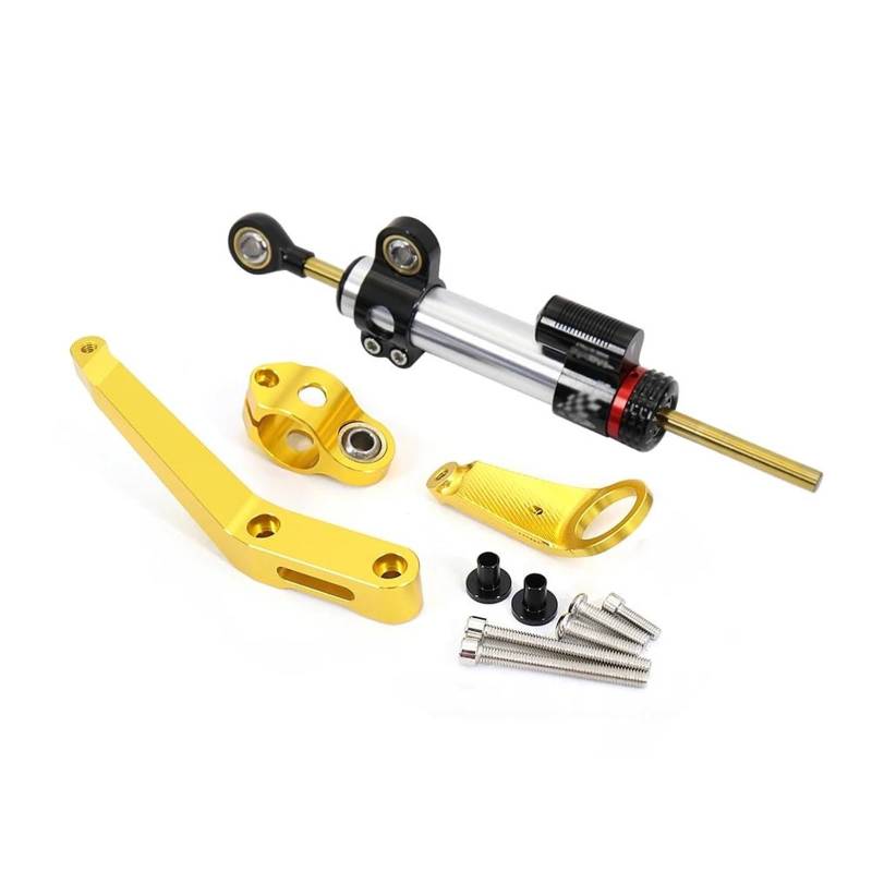 Motorrad Titan Lineal Lineare Umkehrsteuerung Lenkstabilisator Dämpfer Montagehalterung Kit Für CBR929RR CBR 929 RR 2000 2001(Carbon Silver gold set) von OJNHSFVPO