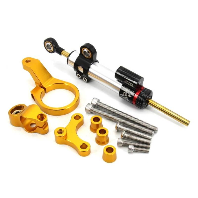 Motorrad Titan Lineal Motorrad Einstellbare Lenkung Stabilisator Dämpfer Montage Halterung Kit Für CBR650R 2019-2020 CBR 650R CBR 650 R(Silver Yellow) von OJNHSFVPO