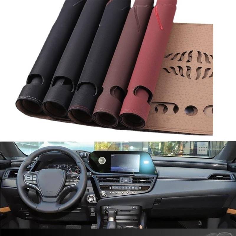 rutschfeste Automatte Leder-Armaturenbrett-Abdeckung Armaturenbrett-Matte Auto-Innenraum-Schutz LHD RHD Für Lexus ES 300h 2021 2022 2023(Rood) von OJNHSFVPO