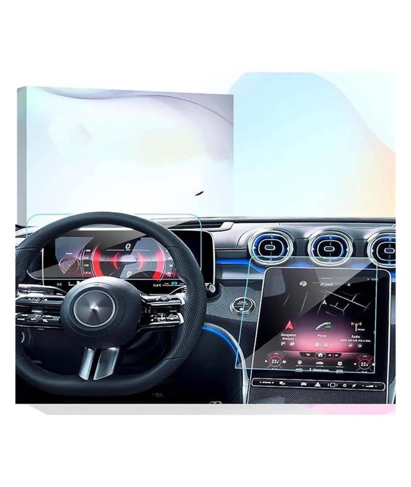 Auto Navi Folie Für Benz Für C-Klasse C250 C300 C400 C63 2022-2024 11,9-Zoll-Touchscreen Und Digitalinstrument Displayschutzfolie Aus Gehärtetem Glas Auto Displayschutzfolie(GPS and Instrument) von OJTEMHBH