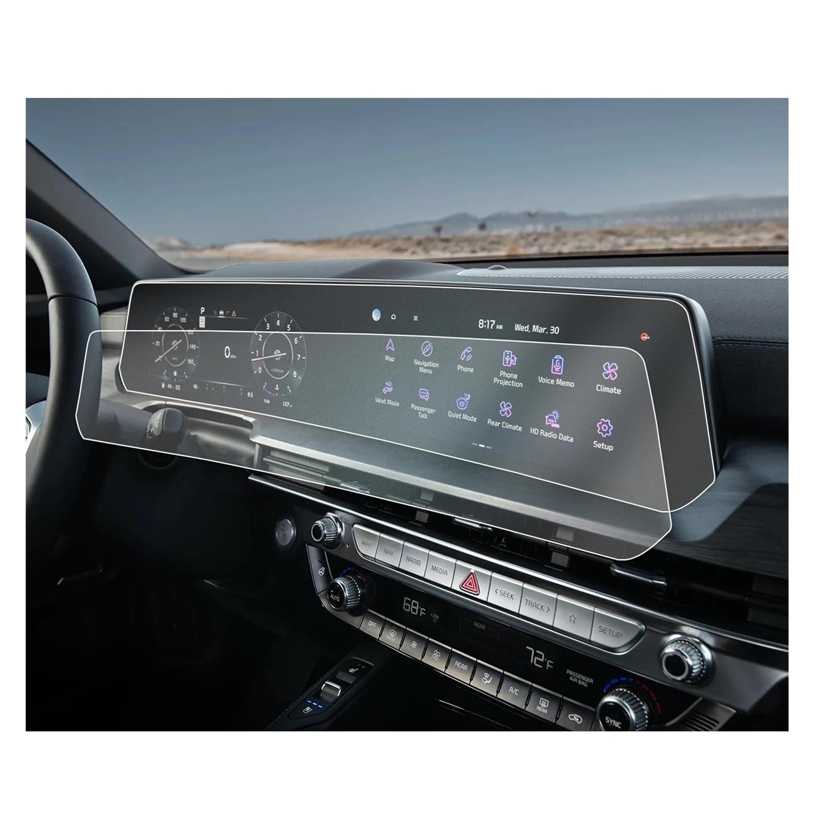 Auto Navi Folie Für Kia Für Telluride 2023 Auto Zentrale Steuerung Informationen Display Auto Zubehör Nano Screen Protector Auto Displayschutzfolie(12.3-Inch) von OJTEMHBH