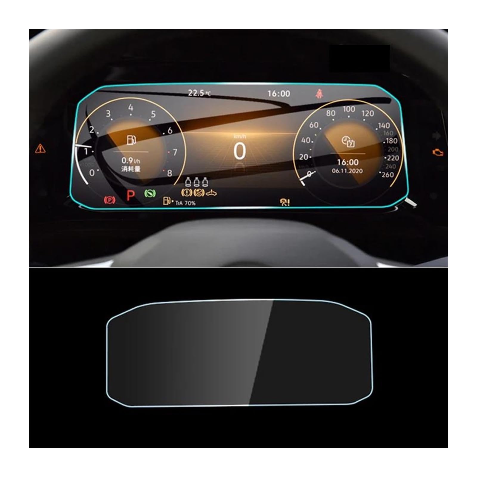 Auto Navi Folie Für VW Für Golf 8 MK8 2020-2023 GTI GPS Navigation Film LCD Bildschirm Gehärtetes Glas Schutz Film Scratch Zubehör Auto Displayschutzfolie(Dashboard Film) von OJTEMHBH