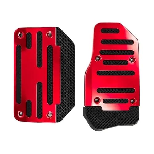 Auto Pedal Pad Kit Universal Aluminium Auto Zubehör Innen Automatische Getriebe Auto Fuß Gas Pedal Set Abdeckung rutschfeste Pedale Bremse Kit Kraftstoff Pedalbelag Gummi(Red) von OJTEMHBH