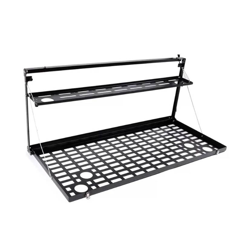 Dach Rack Gepäck Für Toyota FJ Cruiser 2006–2022, Schwarzes Faltbares Aluminium-Heckklappen-Hecktür-Doppellayout-Tisch-Aufbewahrungsregal-Regal-Panel-Set Racks Träger Auto von OJTEMHBH