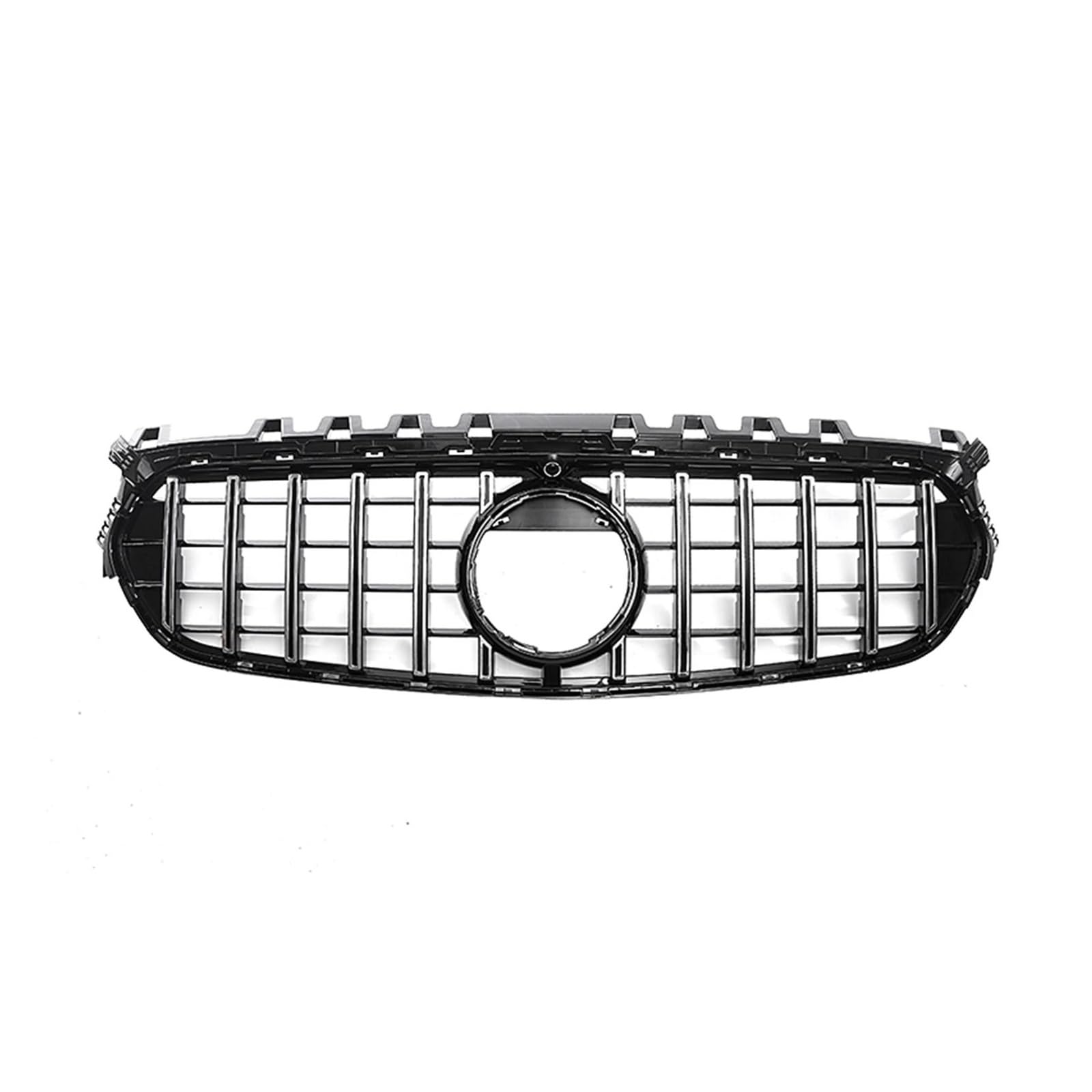 Frontstoßstange Spoiler Für Benz Für B-Klasse W247 2020 2021 2022 GT R Style Silber/Schwarz Auto Obere Stoßstangenhaube Mesh Grid Frontgrill Racing Grills Auto Frontlippe Spoiler(Silber) von OJTEMHBH