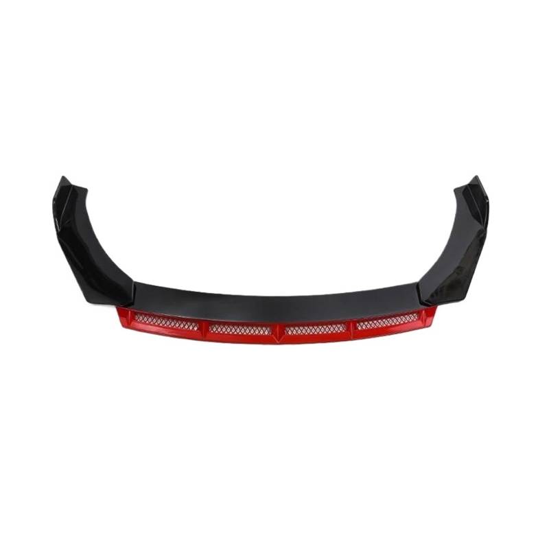 Frontstoßstange Spoiler Für Cadillac Für VW Universal 3PCS Auto Front Stoßstange Splitter Lip Grid Spur Vorne Schaufel Spoiler Auto Frontlippe Spoiler(Black and Red) von OJTEMHBH