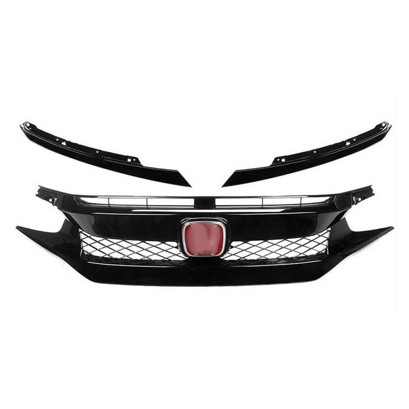 Frontstoßstange Spoiler Für Die 10. Generation Für Civic Black Grille 2016-2018 2019-2020 2021 Fronthaubengrill Racing Bumper Grill Außenzubehör Auto Frontlippe Spoiler(2019-2020 Red-A) von OJTEMHBH