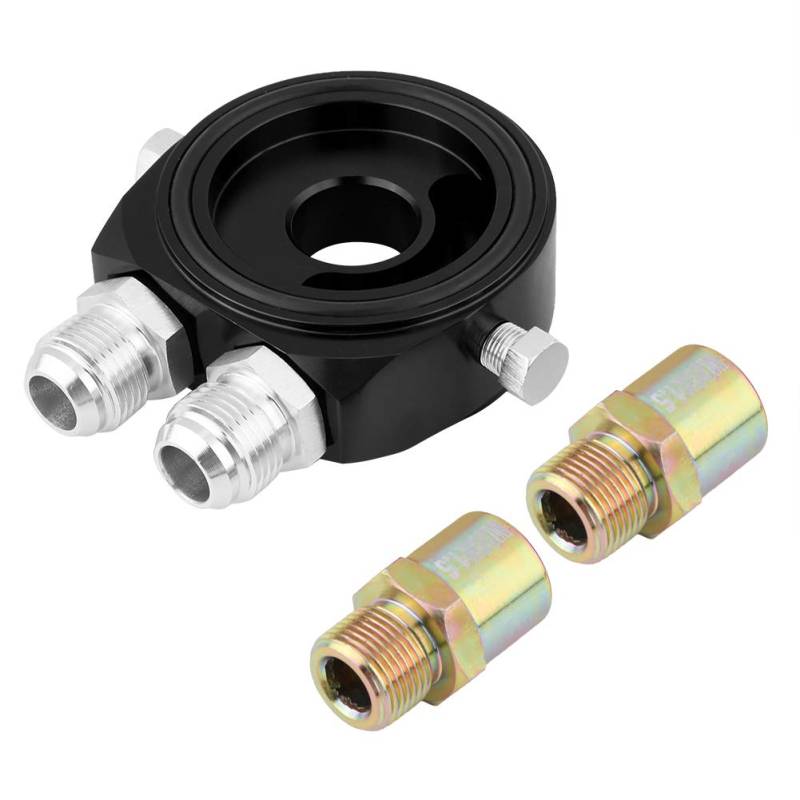 OKBY Ölfilter-Sandwichplatte - M20 x 1,5 Aluminium-Ölfilterkühler Sandwichplattenadapter 1/8 NPT Ölkühler-Kit(schwarz) von OKBY