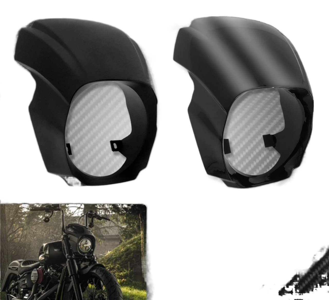 Motorradverkleidung Motorrad-ABS-Frontscheinwerfer-Verkleidungsabdeckung, glänzend schwarz/mattschwarz, passend for Harley Softail Breakout FXBRS FXBR 2018-2020 2021 2022 Motorradzubehör(Healight Fair von OKJSRPW