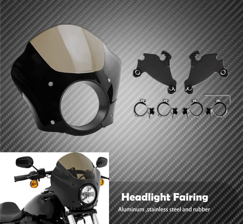 Motorradverkleidung Motorrad Gauntlet Scheinwerfer Verkleidung W/Trigger 39mm-49mm Lock Mount Kompatibel mit Harley Sportster XL 883 1200 Nightster Roadster Custom Motorradzubehör(39mm Fork Bracket) von OKJSRPW