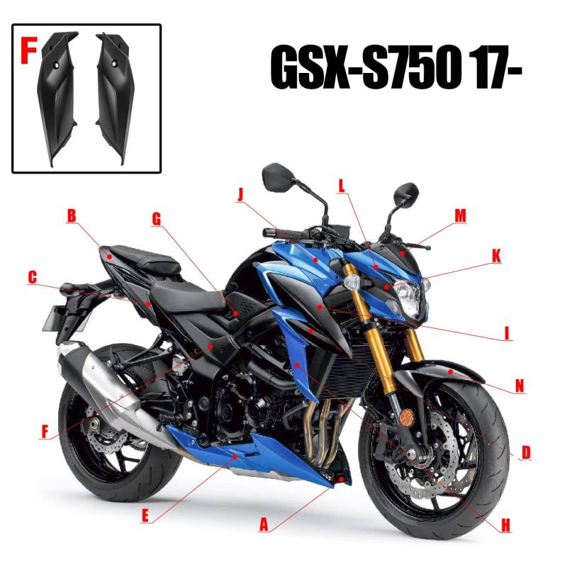 Motorradverkleidung Passt for Suzuki GSX-S750 2017 2018 2019 2020 2021 Sitzrahmenseitenabdeckung Motorrad Linke rechte Sitzverkleidung Bank Motorhalkplatte Motorradzubehör(Unpaited Left) von OKJSRPW