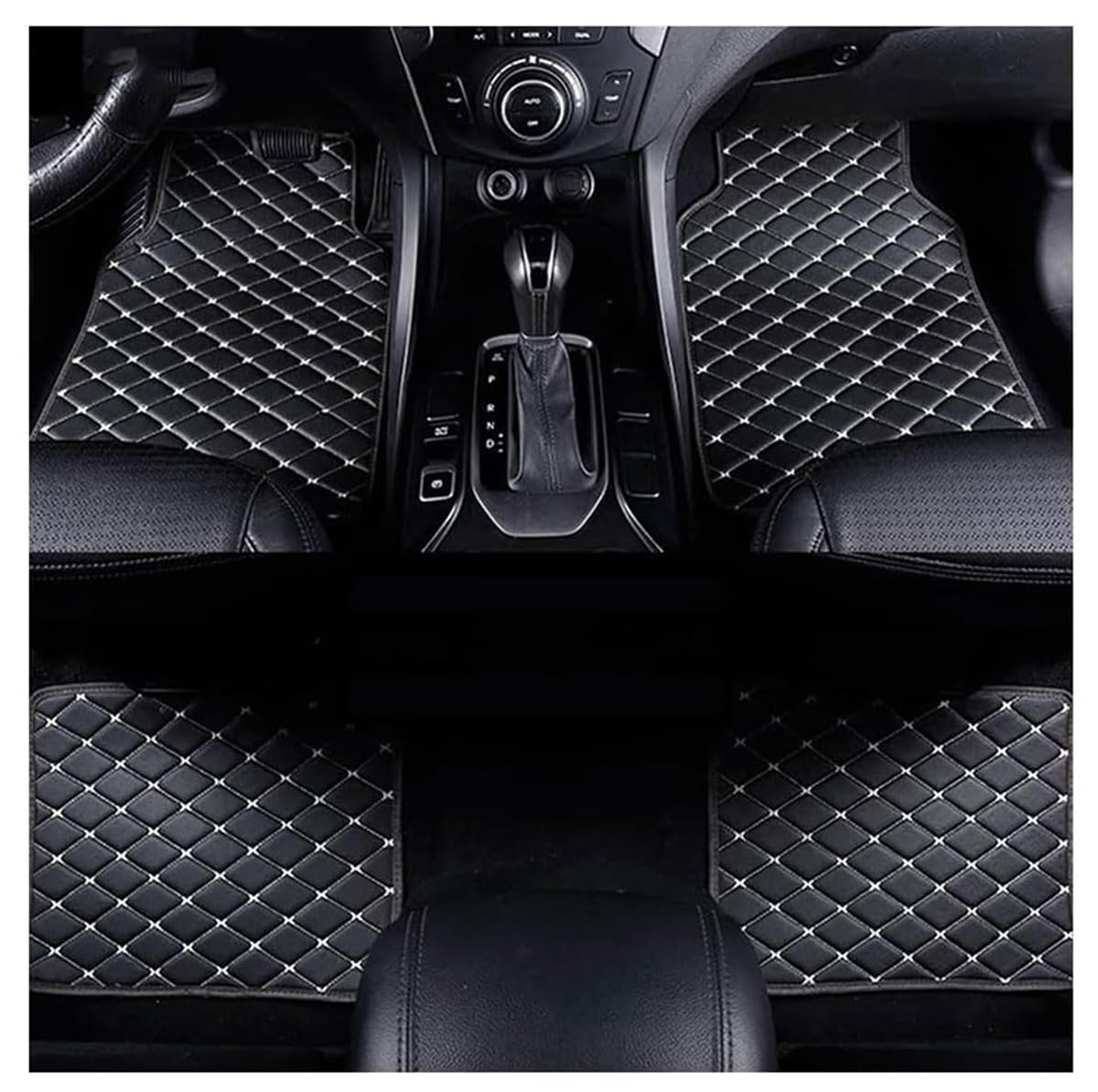OKNGHPLIU 4Stück Leder Auto Fußmatten für Land Rover Range Rover Velar (L560) 2017-2021, Teppich Set Allwetter rutschfeste wasserdichte Zubehör,A/Black-Beige von OKNGHPLIU