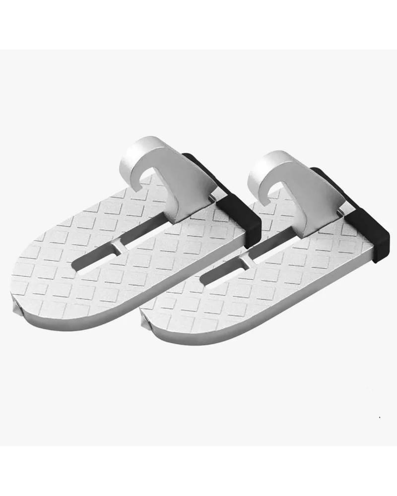 Klappbarer Auto Türpedal 2 Stück Universelle Passform Autotür Faltbarer Dachträger Verriegelungshaken Fußpedal Aluminiumlegierung(2pcs Silver Set (A)) von OKUHGYS