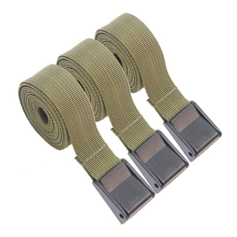 OKUMEYR 3St Gepäckband Zelt zubehör zeltzubehör Rucksack zubehör koffergurte gepäckgurt Hochleistungsgurte Ladungssicherungsgurt Ladungsgurte Befestigungsgurte PP-Gurtband Olive Green von OKUMEYR