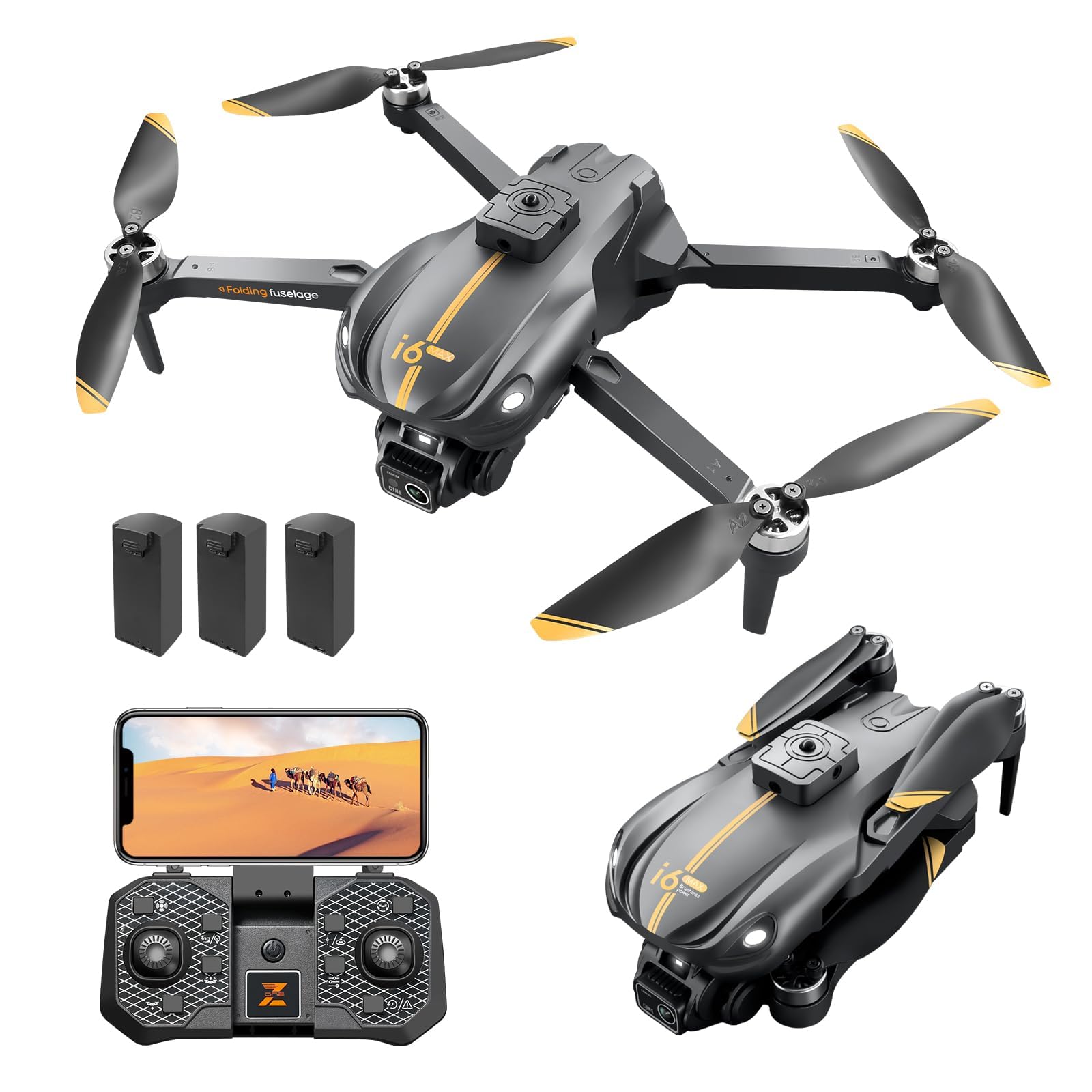 Drone with Camera for Adults, 1080P HD FPV Camera, Drone for Beginners with Altitude Hold, One Key Landing, 4 Way Obstacle Avoidance, Speed Adjustment, Headless Mode, 3D Flips, 3 Modular Batteries von OKYUK