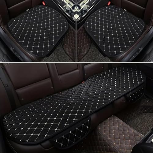 OLMAFD Auto-Schonbezüge Universal 3PCS Baumwolle Leinen Auto Sitzbezug Set Universal Auto Abdeckung Kissen Alle Saison Auto Sitz Schutz Auto Innen Zubehör von OLMAFD