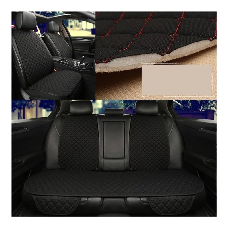 OLMAFD Auto-Schonbezüge Universal Universal Auto Sitz Abdeckung Protector Leinen Vorne Hinten Zurück Flachs Sommer Kissen Pad Matte Limousine SUV Pick-up Auto Innen Zubehör von OLMAFD