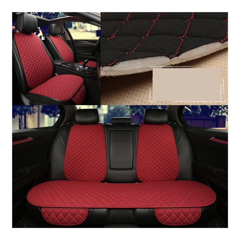 OLMAFD Auto-Schonbezüge Universal Universal Auto Sitz Abdeckung Protector Leinen Vorne Hinten Zurück Flachs Sommer Kissen Pad Matte Limousine SUV Pick-up Auto Innen Zubehör von OLMAFD