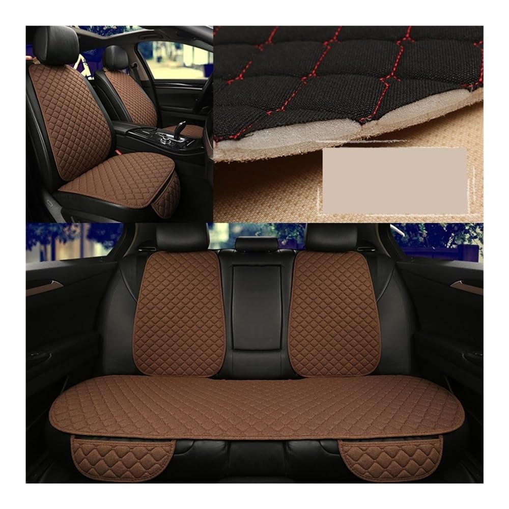 OLMAFD Auto-Schonbezüge Universal Universal Auto Sitz Abdeckung Protector Leinen Vorne Hinten Zurück Flachs Sommer Kissen Pad Matte Limousine SUV Pick-up Auto Innen Zubehör von OLMAFD