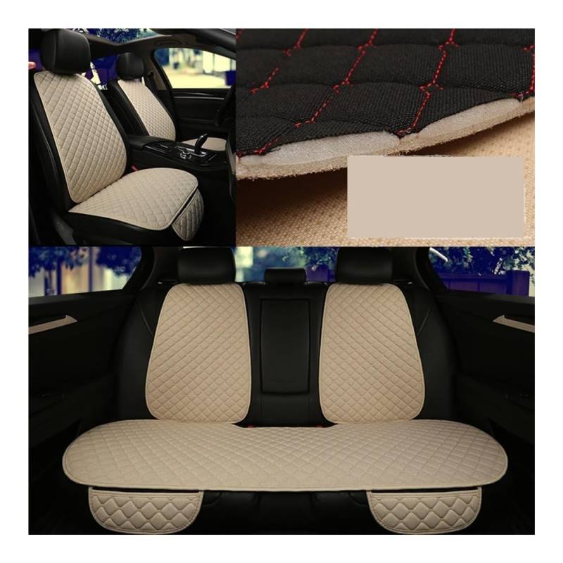 OLMAFD Auto-Schonbezüge Universal Universal Auto Sitz Abdeckung Protector Leinen Vorne Hinten Zurück Flachs Sommer Kissen Pad Matte Limousine SUV Pick-up Auto Innen Zubehör von OLMAFD