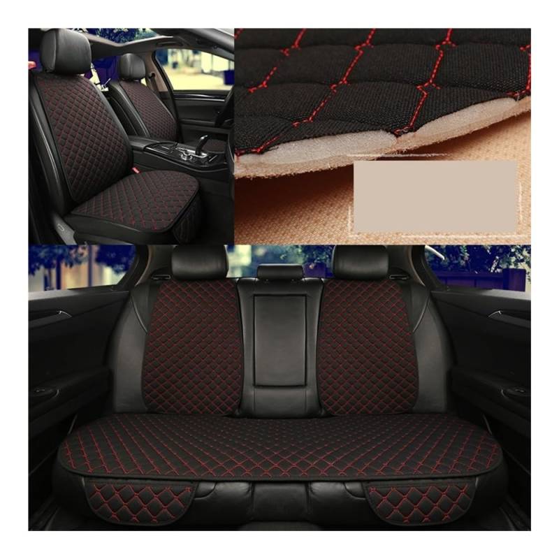 OLMAFD Auto-Schonbezüge Universal Universal Auto Sitz Abdeckung Protector Leinen Vorne Hinten Zurück Flachs Sommer Kissen Pad Matte Limousine SUV Pick-up Auto Innen Zubehör von OLMAFD