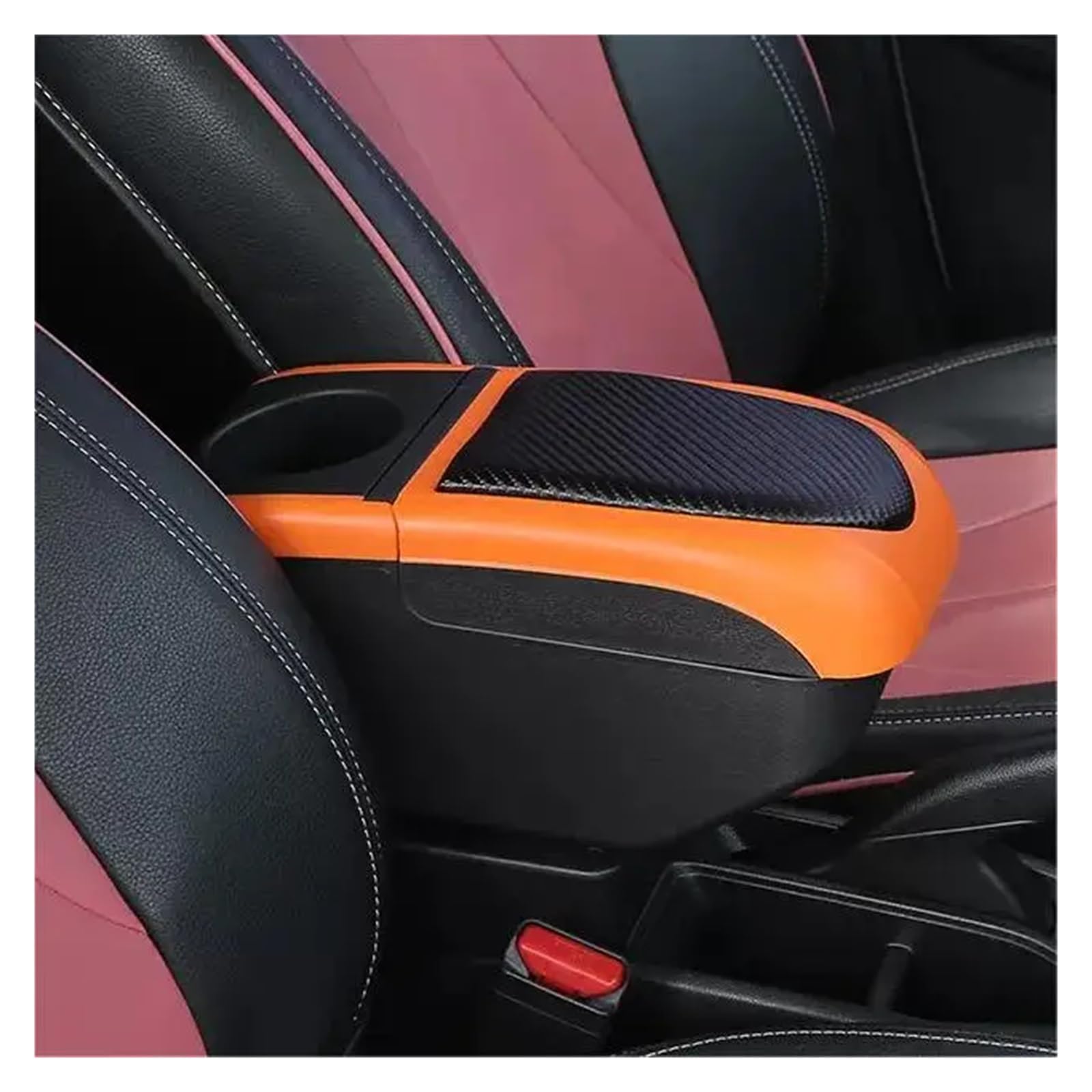 OLMLABC Auto kompatibel for BMW Mini Coupe R50 kompatibel for Cooper S R53 R50 R52 R53 R56 R57 R58 F55 F56 F57 R60 F60 Armlehne Box Arm Ellenbogenauflage(Black orange Color) von OLMLABC