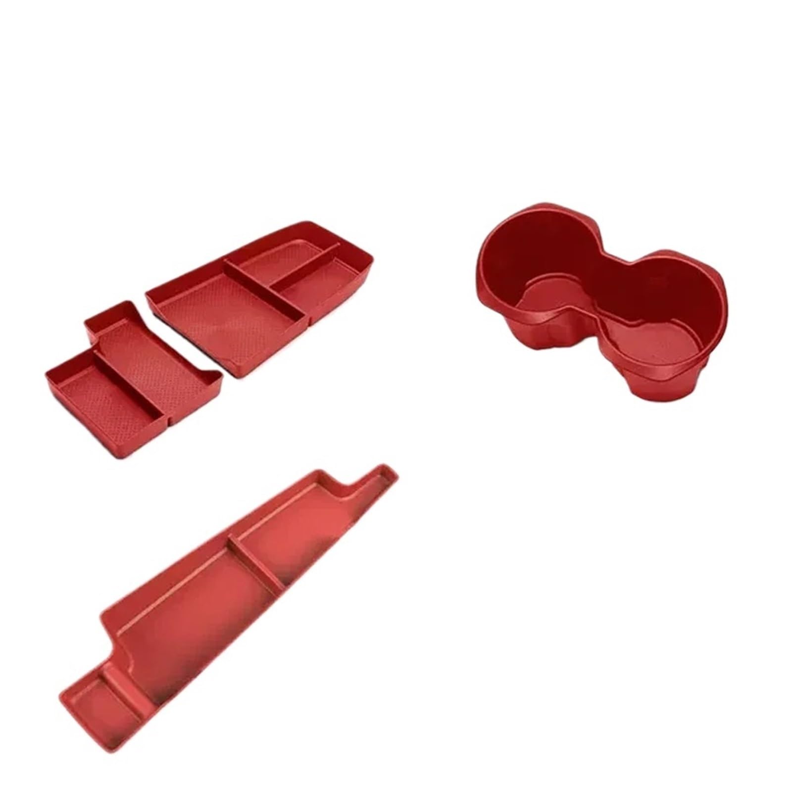 OLMLABC Kompatibel for BMW X1 U11 2023 TPE Auto Getränkehalter Mittelkonsole Wasserflasche Getränkehalter Mittelarmlehne Aufbewahrungsbox Organizer(Red 1set) von OLMLABC