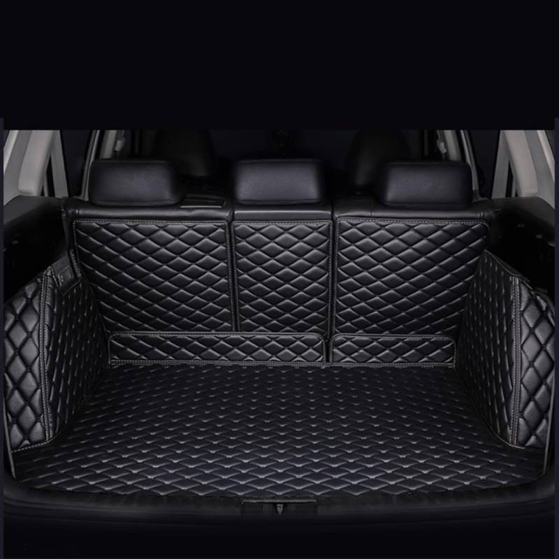 Auto Leder Kofferraummatte für Toyota Highlander IV 7-seat 2021 2022 2023, Antirutschmatte Kofferraum Schutzmatte Kofferraumschutz, Auto Zubehör,A/All-Black von OLOI