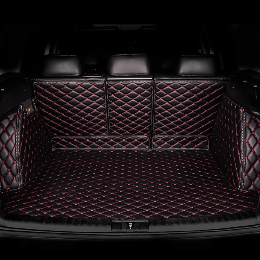 Auto Leder Kofferraummatte für VW Arteon Shooting Brake Station Wagon (Estate) 2020 2021 2022, Antirutschmatte Kofferraum Schutzmatte Kofferraumschutz, Auto Zubehör,C/Black-red von OLOI