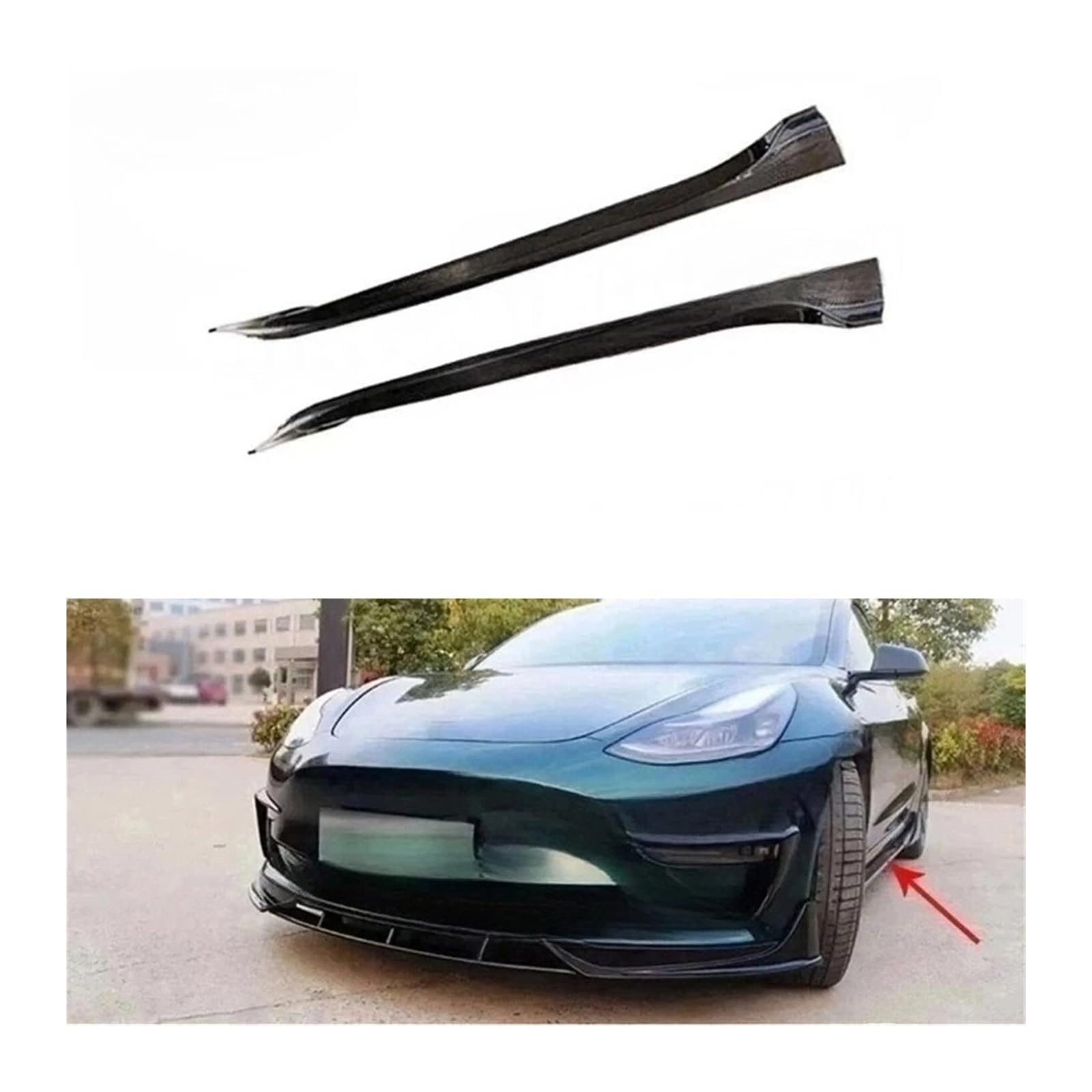 OLQYBD ABS-Seitenschweller kompatibel mit Tesla Model 3 Rocker Panels Seitenschwellerverlängerung Rocker Panel Splitters Lip Car Styling Body Kit(ABS Carbon Look) von OLQYBD