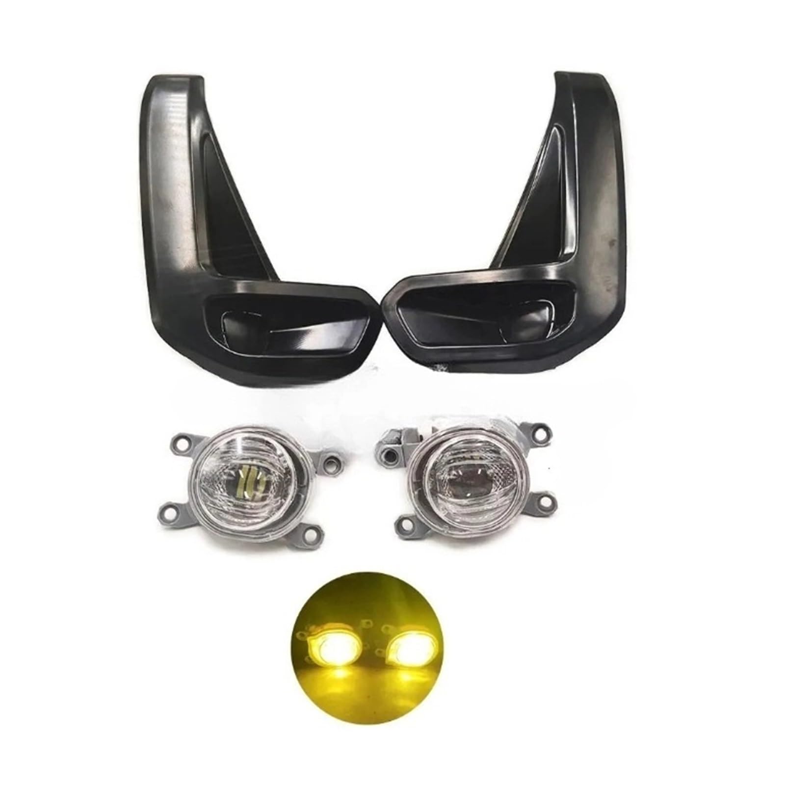 OLQYBD Auto Beleuchtung Auto Front Stoßstange Nebel Lampe Fahr Licht Mit Kabel Lünette Nebelscheinwerfer Kompatibel for Toyota 2020 2021 2022(Yellow Revo Fog Set) von OLQYBD