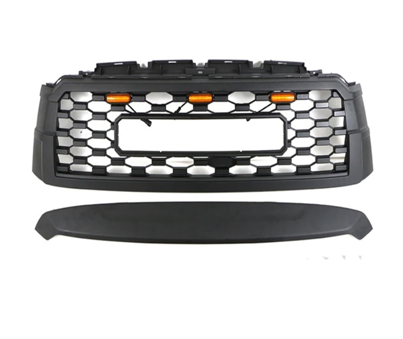 OLQYBD Auto-Frontstoßstangengrill mit bernsteinfarbenen Lichtern, kompatibel mit Toyota Sequoia 2019 2020 2021, Renngrills, Außenzubehör(Black with Lights) von OLQYBD