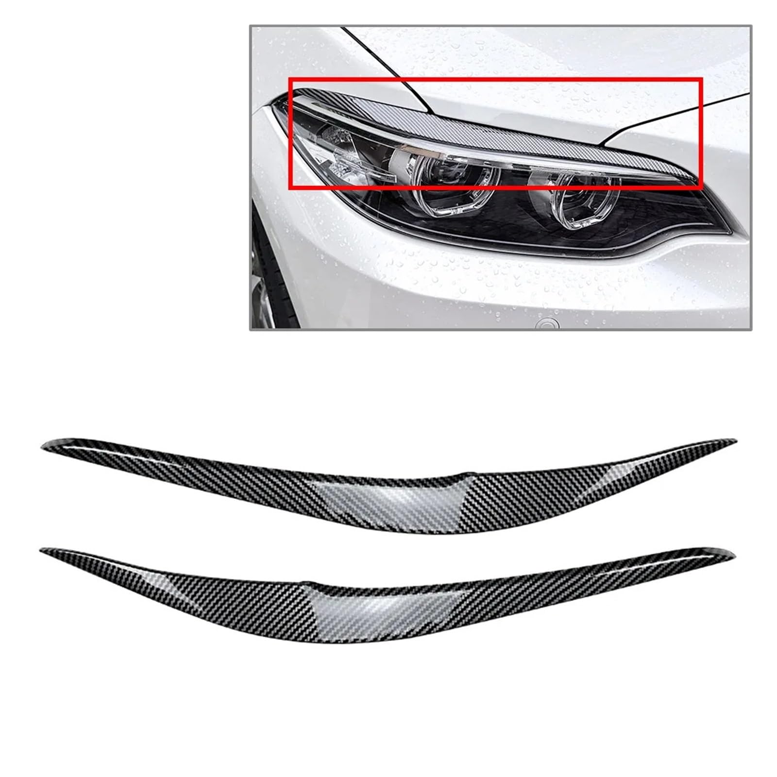 OLQYBD Auto Scheinwerfer Augenbrauen Abdeckung Trim Kompatibel for BMW 2 Serie F22 F23 F87 M2 2 Tür 2014 2015 2016 2017 2018 2019 2020 2021(Carbon Fiber Black1) von OLQYBD