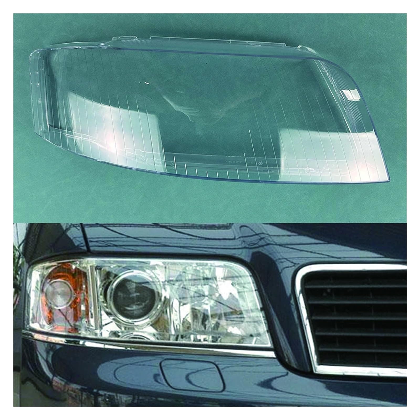 OLQYBD Car Front Headlight Lens Cover Auto Shell Headlamp Lampshade Glass Lampcover Head Lamp Light Cover Compatible for Audi A6 C5 2003 2004 2005 Headlight Cover Replacement Lens(Right) von OLQYBD