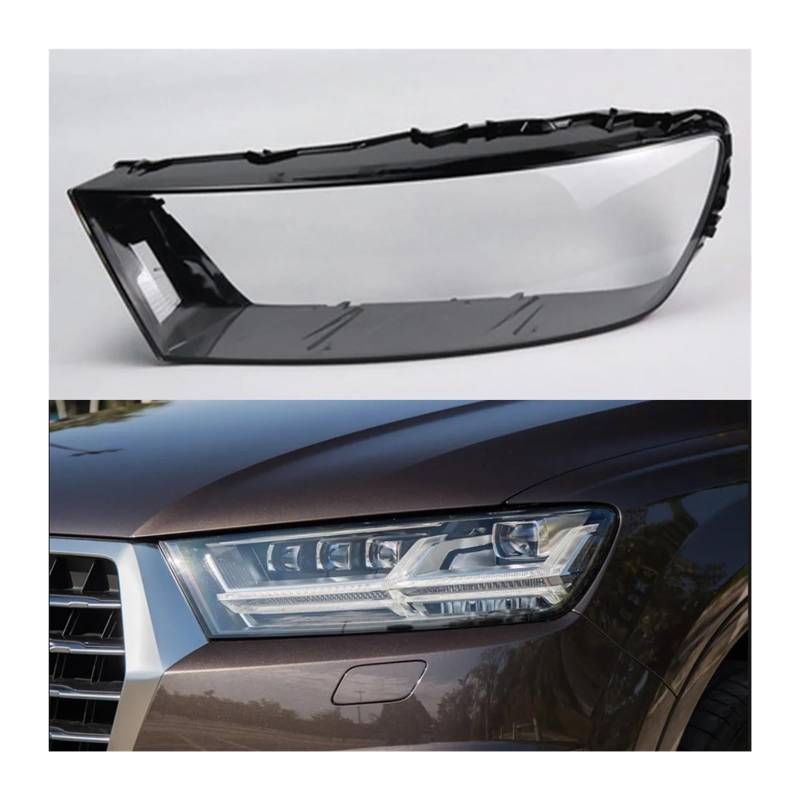 OLQYBD Car Front Headlight Lens Cover Lampshade Glass Lampcover Caps Headlamp Shell Transparent Light Lamp Case Compatible for Audi Q7 2016 2017 2018 2019 Headlight Cover Replacement Lens(Silver) von OLQYBD