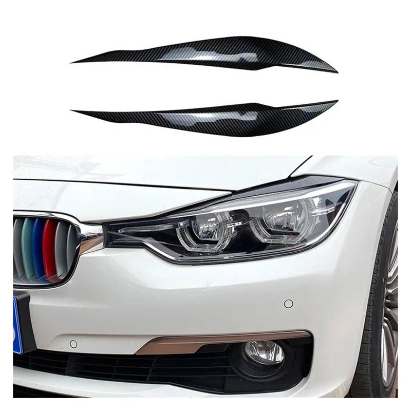 OLQYBD DHBH-Carbon Fiber Headlight Eyelids Trim, Headlamp Eyebrow Cover Decoration Styling Sticker Compatible for BMW 3 Series F30 320I 325I 316(Black) von OLQYBD