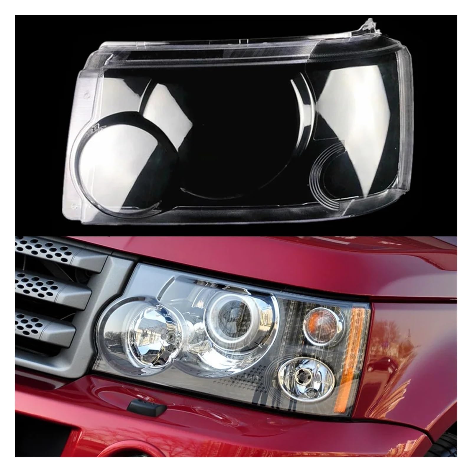 OLQYBD Frontglaslinse, Scheinwerfergehäuse, Lichtergehäuse, transparenter Lampenschirm, kompatibel mit Land Rover Rang Rover Sport 2005 2006 2007 2008 2009. Scheinwerferabdeckung(Left) von OLQYBD