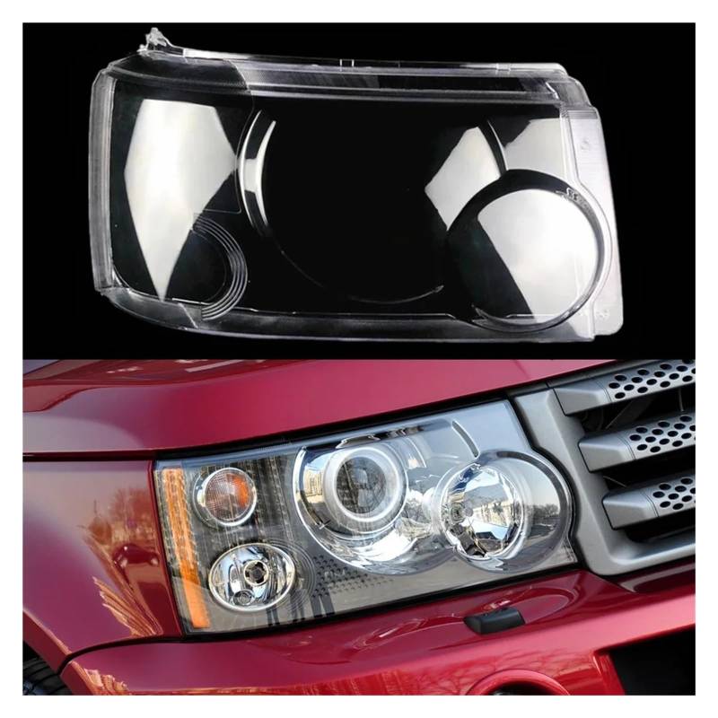 OLQYBD Frontglaslinse, Scheinwerfergehäuse, Lichtergehäuse, transparenter Lampenschirm, kompatibel mit Land Rover Rang Rover Sport 2005 2006 2007 2008 2009. Scheinwerferabdeckung(Right) von OLQYBD