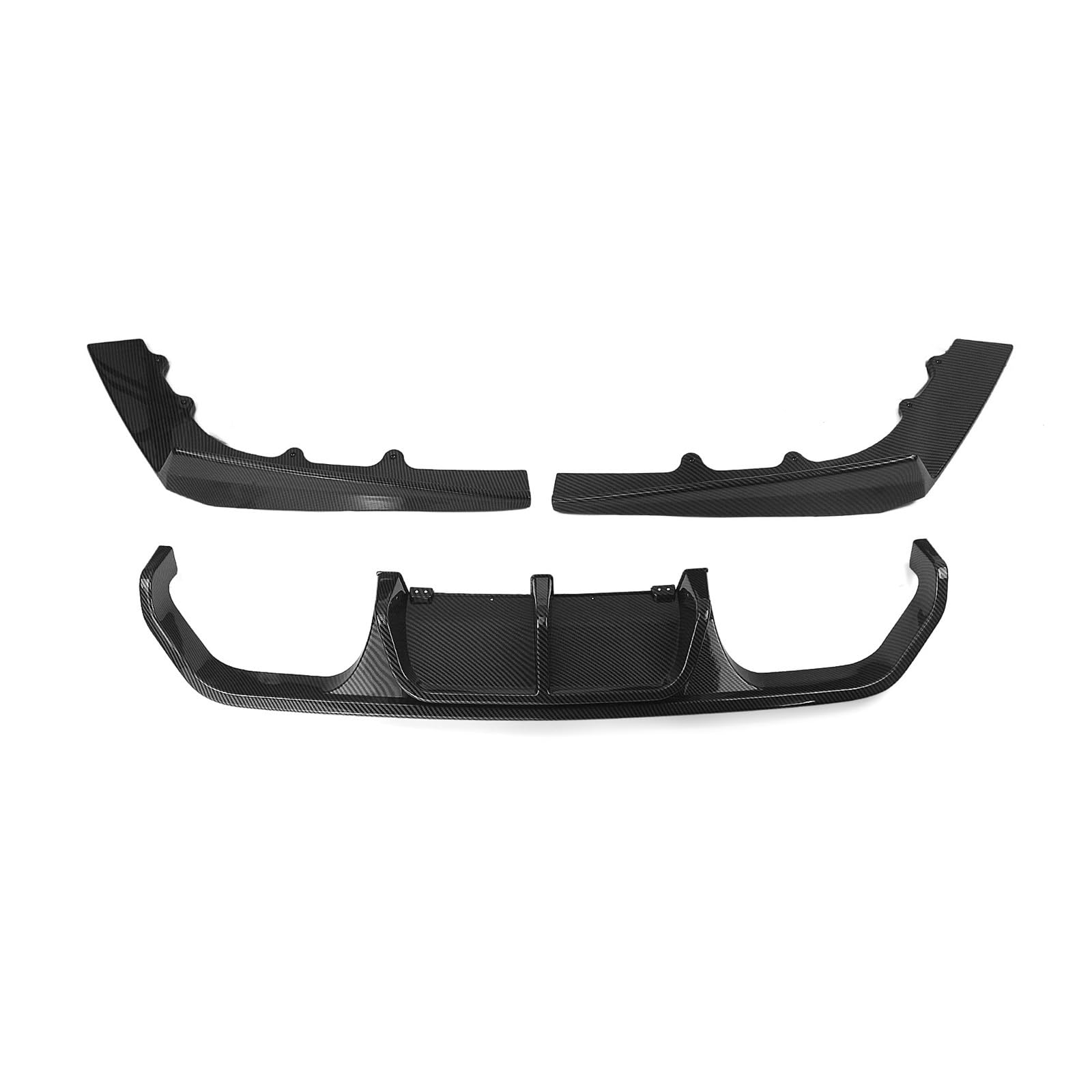 OLQYBD Heckstoßstangen-Diffusorlippe, Kohlefaser-Look/schwarz glänzend, Kofferraum-Auspuff-Spoilerplatte, Splitter, kompatibel for BMW F80 M3 F82 F83 M4 2015 2016 2017 2018 2019 2020, Auto-Stoßstange, von OLQYBD