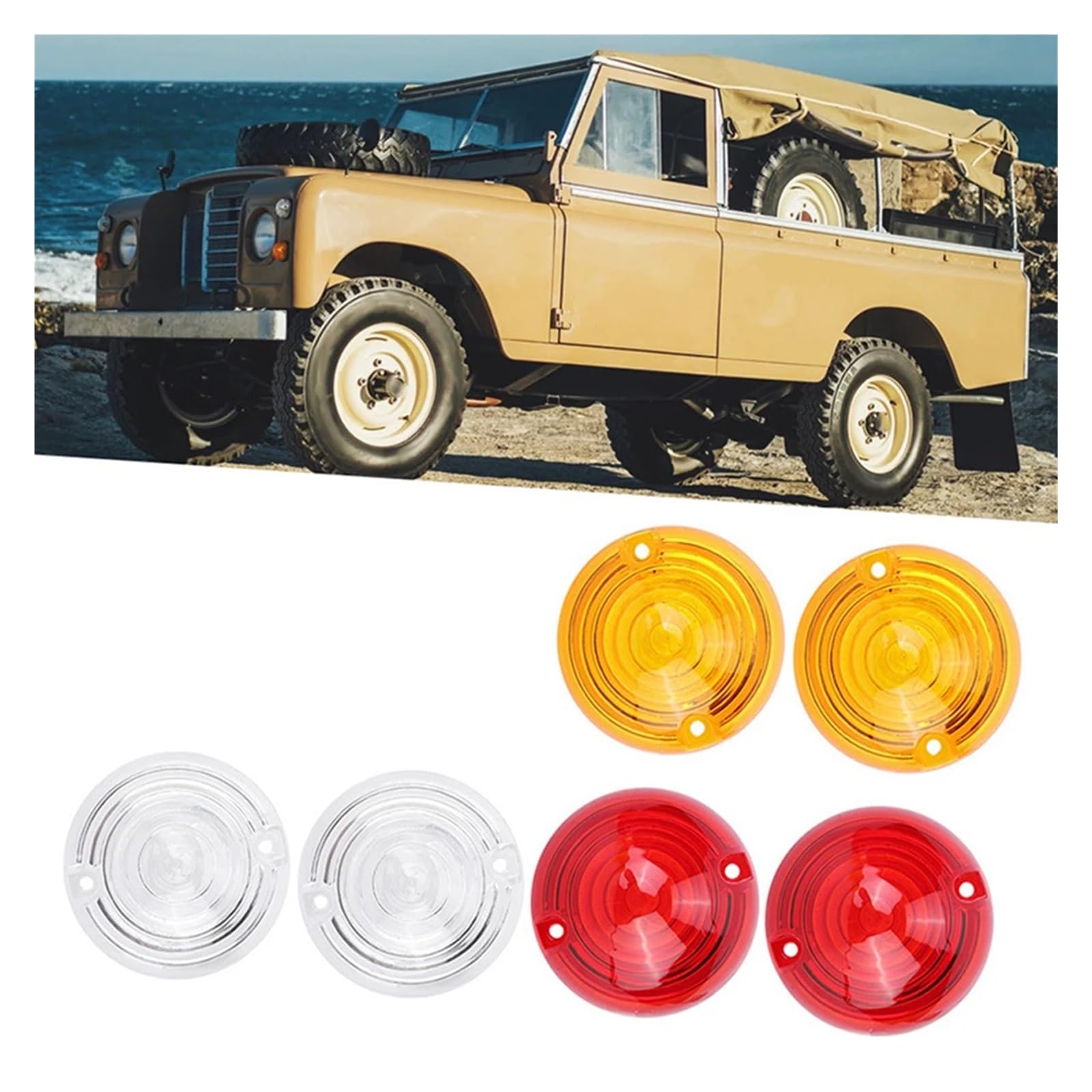 OLQYBD Kompatibel for Land Rover Defender 90 110 Blinkergläser 589285 RTC210 589284 Modifikationszubehör Rot Gelb Transparent(Transparent) von OLQYBD