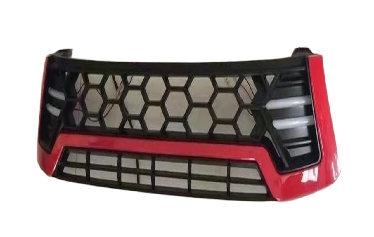 OLQYBD Racing Grill Kompatibel for Toyota 2015 2016 2017 2018 Zubehör Mit LED Front Grille Stoßstange Maske Oberen Mesh Abdeckung(Red Trims) von OLQYBD