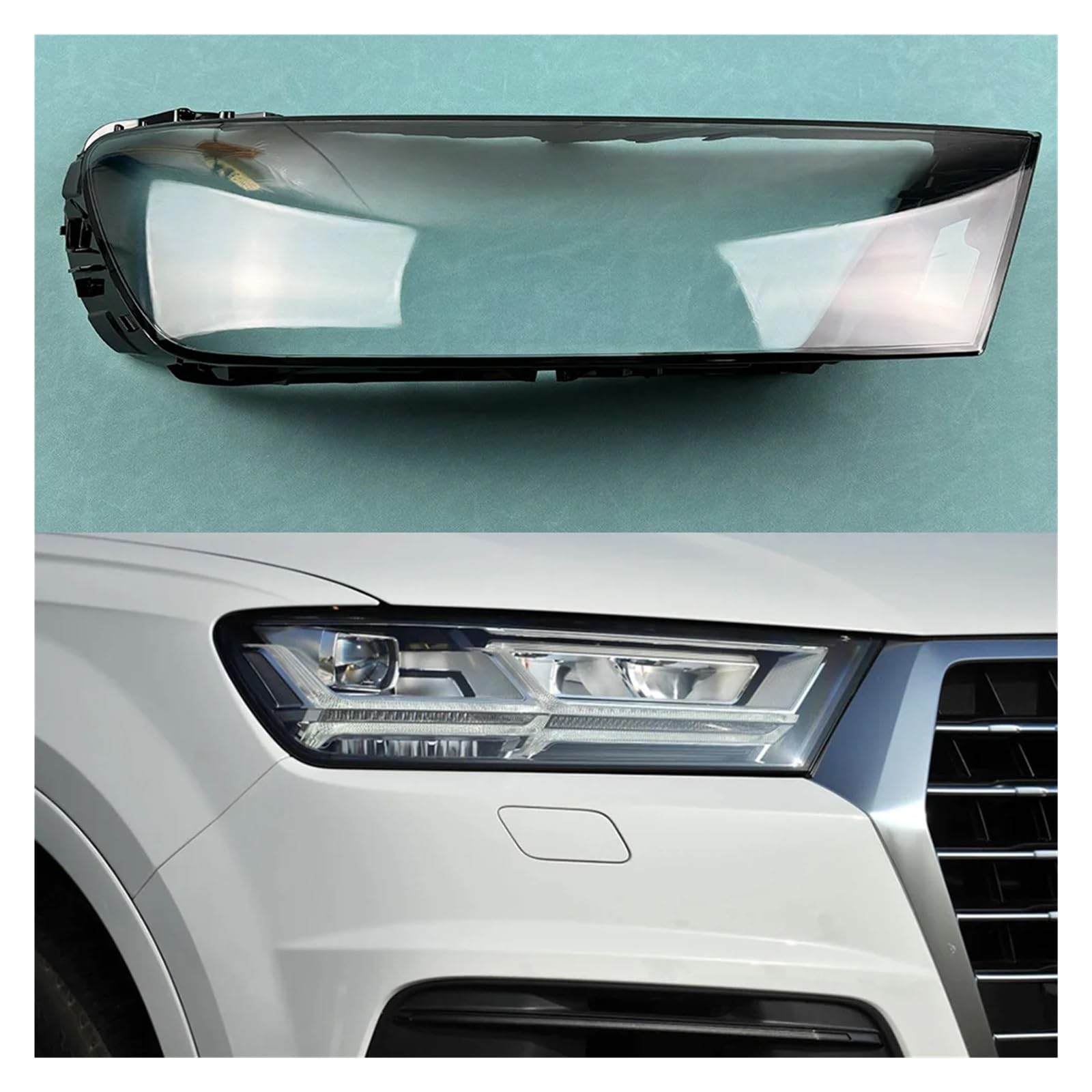 OLQYBD Scheinwerferabdeckung, transparenter Lampenschirm, Scheinwerferschale, ersetzt Originallinse, kompatibel for Audi Q7 2016 2017 2018 2019, Ersatzlinse for Scheinwerferabdeckung(Right) von OLQYBD