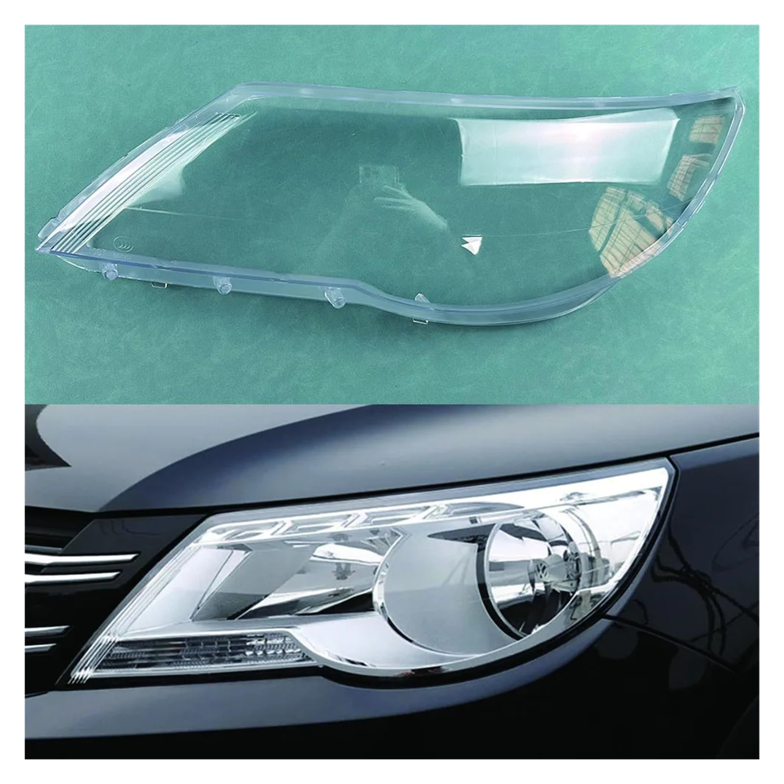 OLQYBD Scheinwerferabdeckungslinse, transparente Lampenschale, ersetzt Original-Lampenschirm, kompatibel for VW, kompatibel mit Tiguan 2009 2010 2011 2012, Scheinwerferabdeckungs-Ersatzlinse(Left) von OLQYBD