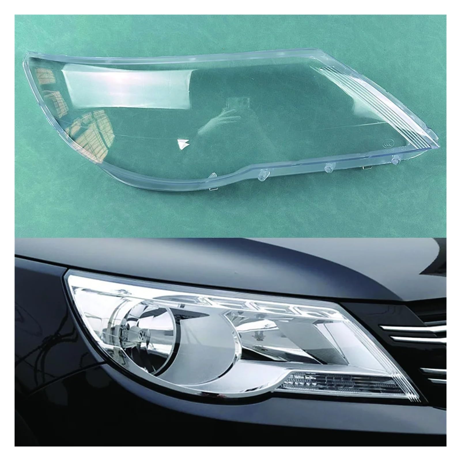 OLQYBD Scheinwerferabdeckungslinse, transparente Lampenschale, ersetzt Original-Lampenschirm, kompatibel for VW, kompatibel mit Tiguan 2009 2010 2011 2012, Scheinwerferabdeckungs-Ersatzlinse(Right) von OLQYBD