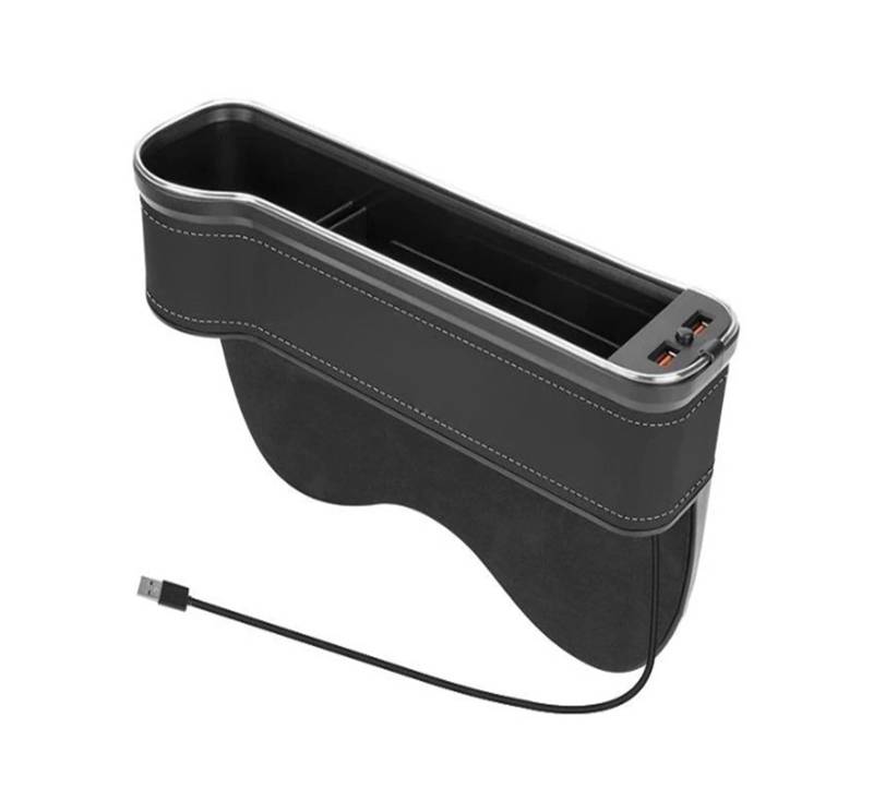 OLQYBD USB-Aufladung, Auto-Innenzubehör, Gm-Auto, 7-Farben-Aufbewahrungsbox mit Atmosphärenlicht, Auto-Reinigungs-Organizer, kompatibel mit Allen Automodellen(Black Left) von OLQYBD