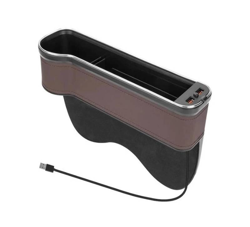 OLQYBD USB-Aufladung, Auto-Innenzubehör, Gm-Auto, 7-Farben-Aufbewahrungsbox mit Atmosphärenlicht, Auto-Reinigungs-Organizer, kompatibel mit Allen Automodellen(Brown Left) von OLQYBD