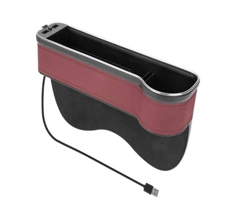 OLQYBD USB-Aufladung, Auto-Innenzubehör, Gm-Auto, 7-Farben-Aufbewahrungsbox mit Atmosphärenlicht, Auto-Reinigungs-Organizer, kompatibel mit Allen Automodellen(Red Right) von OLQYBD